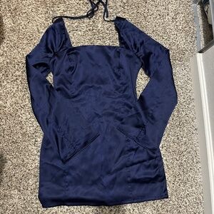 Satin Dress Midnight Blue Size S Wild Fable